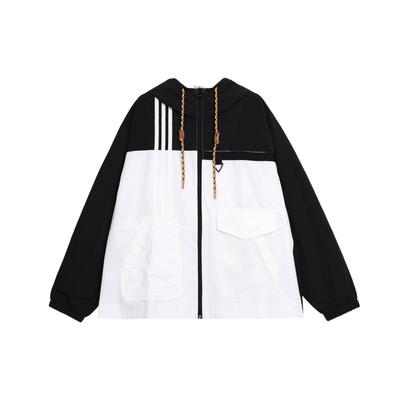 Neo W Util Wb3 Color Block Drawstring Loose Hooded Long Sleeve Jacket Women Jackets Black White HN2321