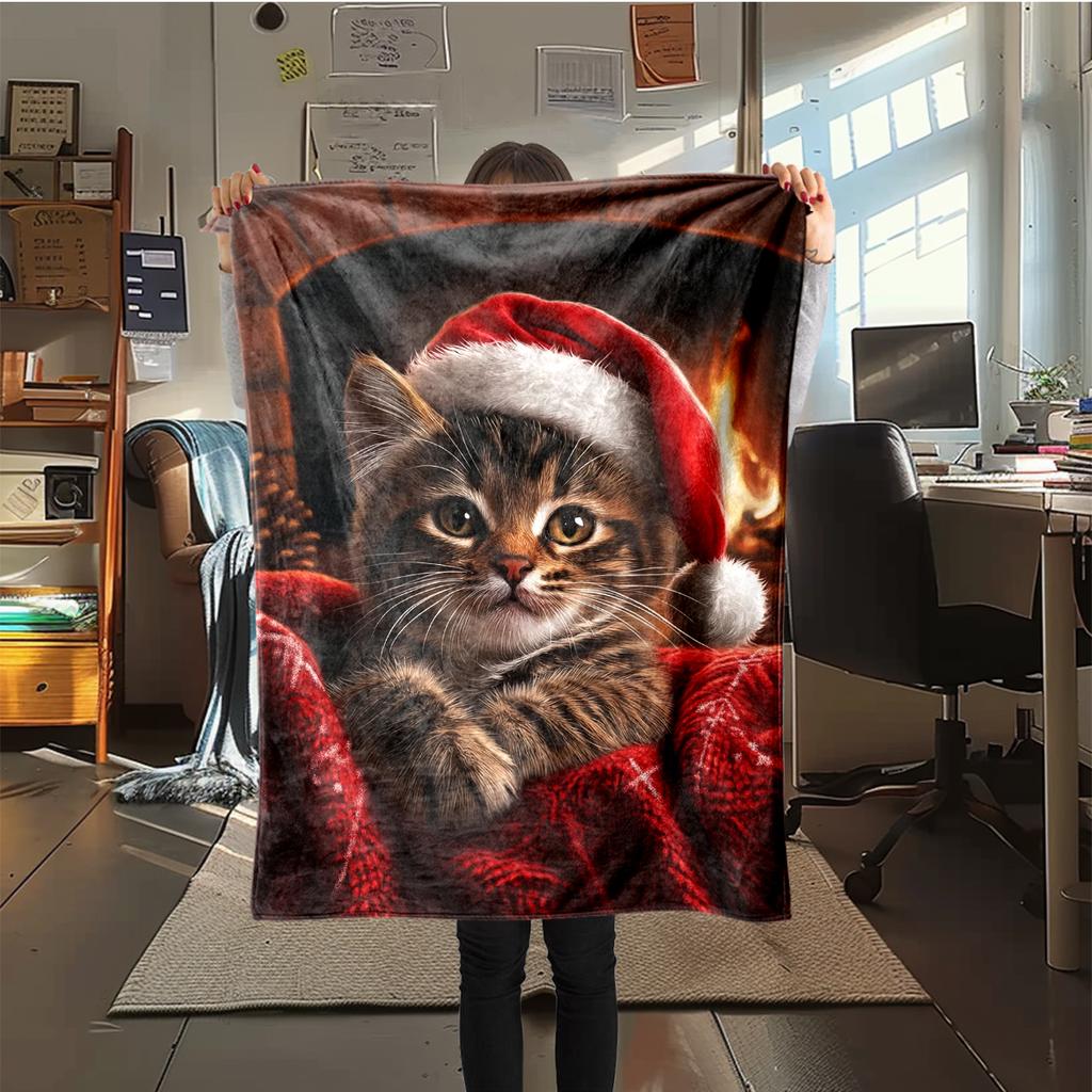 1Pc Cartoon Print Flannel Blanket, High Quality Comfortable for All Seasons, Home Decor, Warmth and Comfort, Perfect for Christmas Birthday Gift