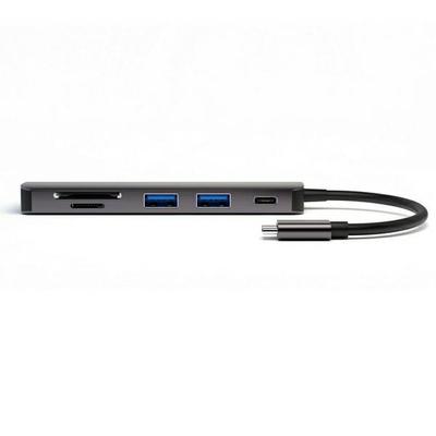 HUB 6w1 DeX 4smarts 2xUSB-A USB-C HDMI SD MicroSD Szary