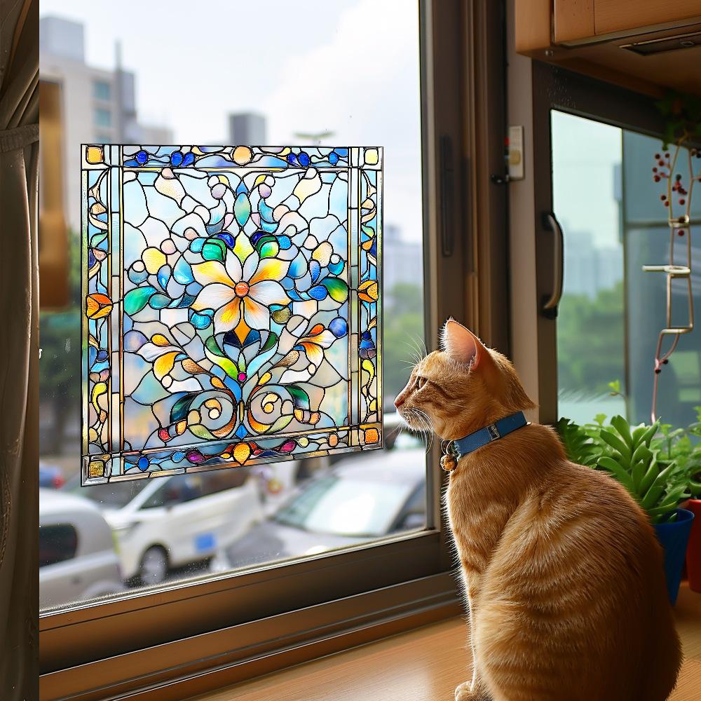 Double-sided Colored Retro-patterned Balcony Glass Window Beautification and Decoration Electrostatic Window Stickers