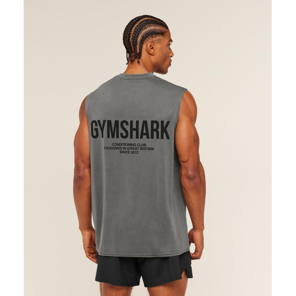 Gymshark Washed Tank Conditioning Club Black Wash A4c3z Bdqv