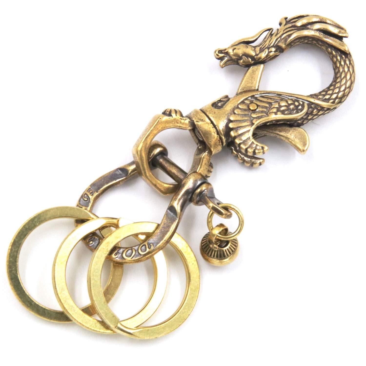 

XPdesign Brass Keychain, Key Ring, Snap Hook, Belt Loop, Gold Hardware, Ring (Brass Phoenix Design)