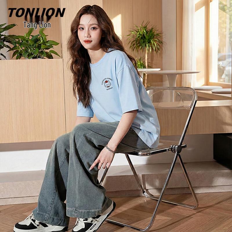 TonLion Women s Pure Cotton Cartoon Print T-Shirt S