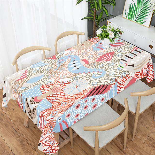 Ocean World Pattern Tablecloth Fashion Minimalist Tablecloth Home Office Square Tablecloth Anti -Fouling Dressing Tablecloth