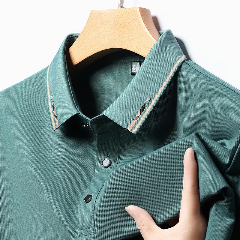 Polo Shirt Men'S Short Sleeve T-Shirt Thin Ice Silk Lapel Business Casual Top