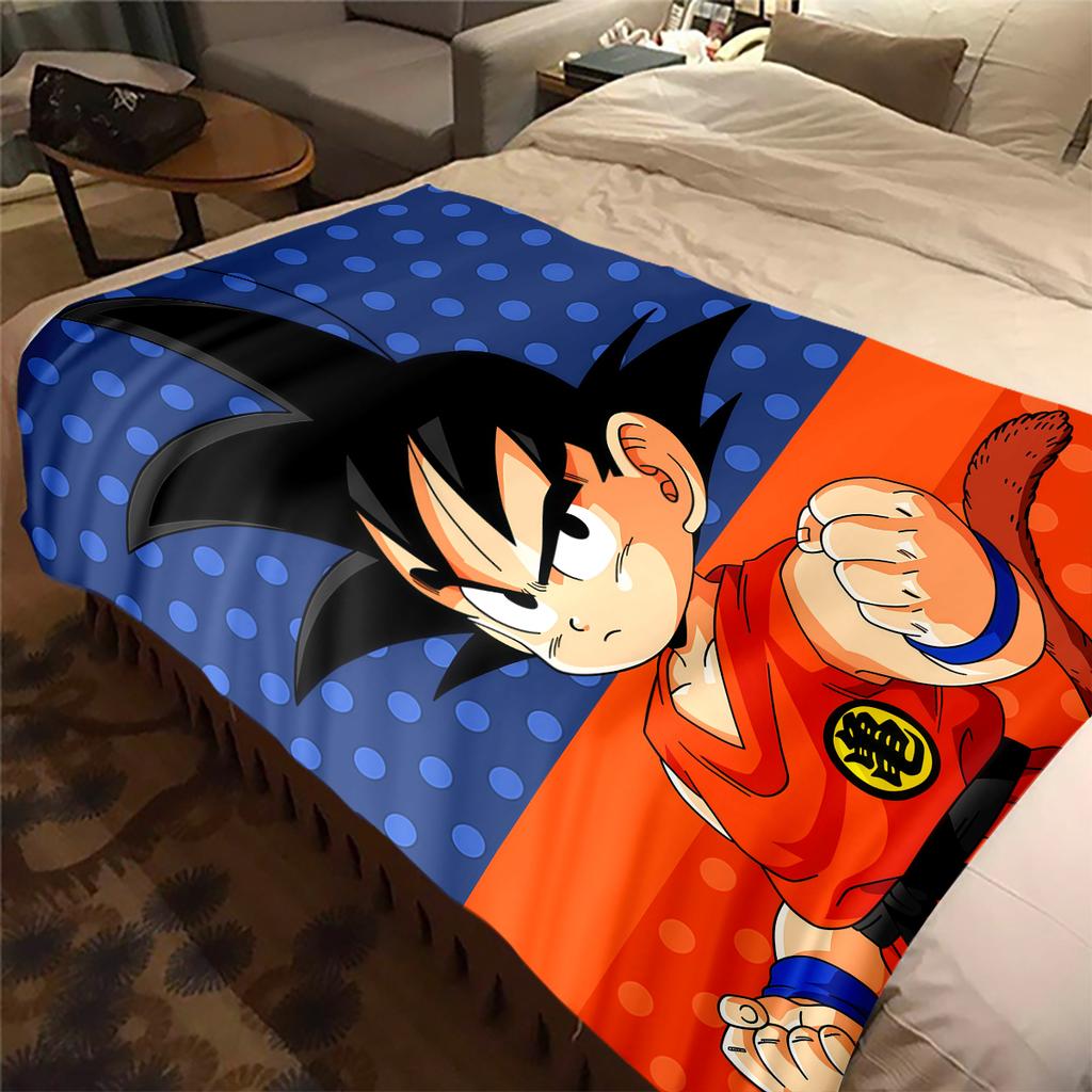 1 ks flanelová deka s potiskem Son Goku, Vysoce kvalitní pro všechna roční období, Domácí dekorace, Teplo a pohodlí, Perfektní jako vánoční dárky