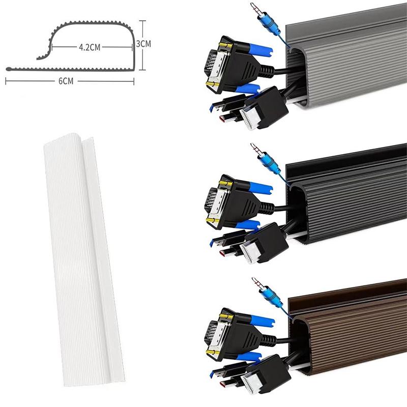 Skrivebord Underbord Kabelhylle Anti-Ekstrudering Gulvkabeldeksel Selvklebende Holdbar Forlengelsesledningskanal Kabelbeskytter