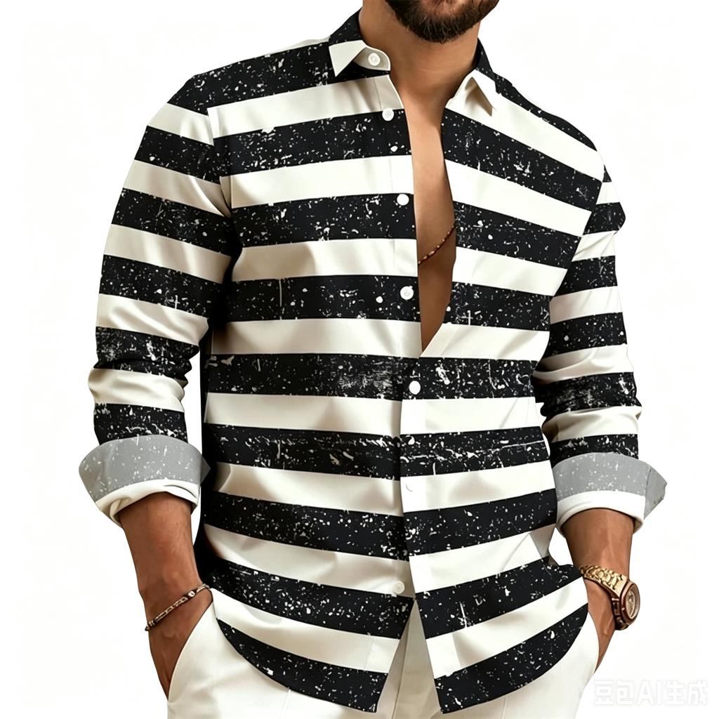 Herren Business Casual Langarm Gestreiftes Hemd für Arbeit Alltag
