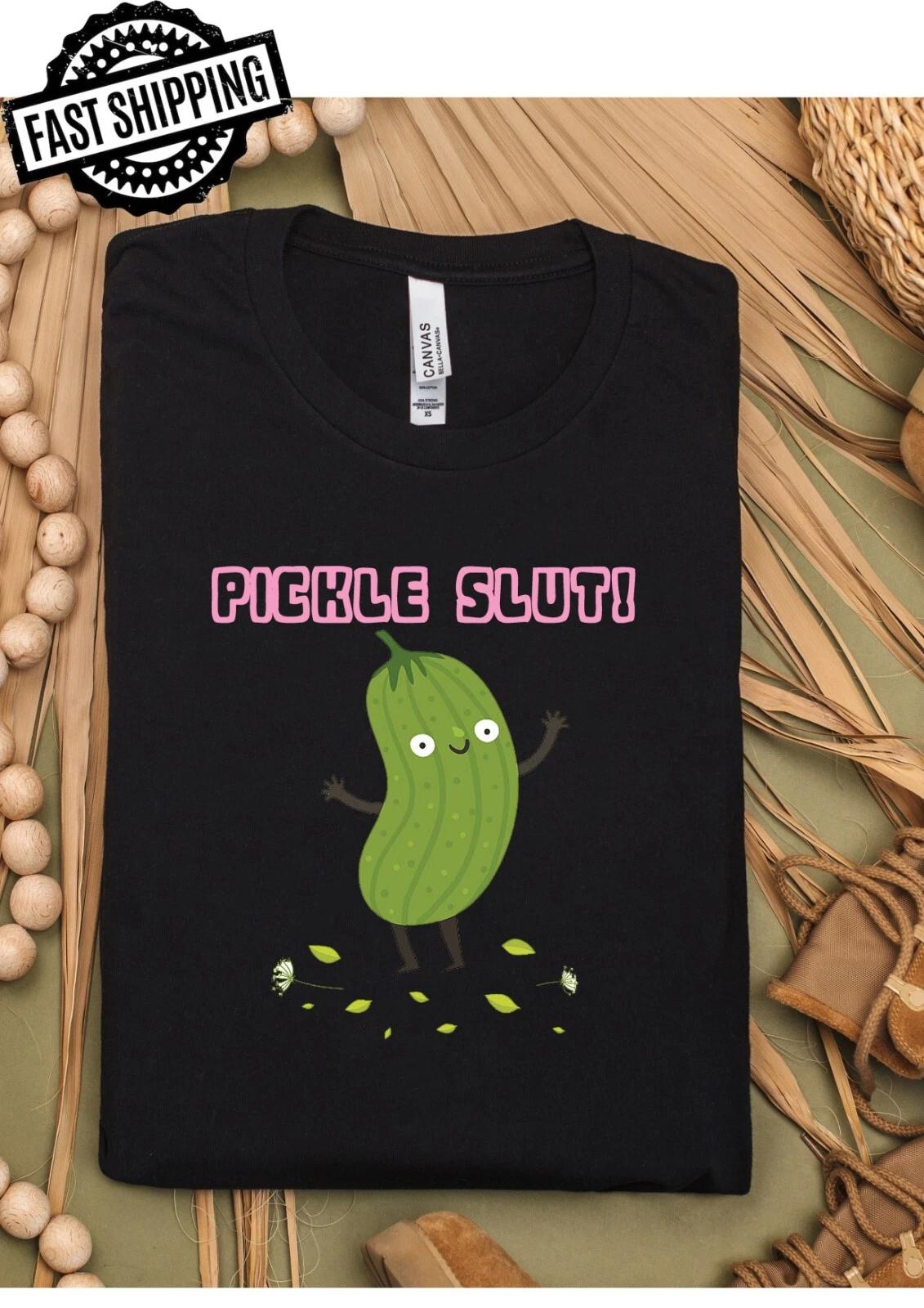 Pickle Slut Fun Adult Statement Crew Neck T-Shirt, XL