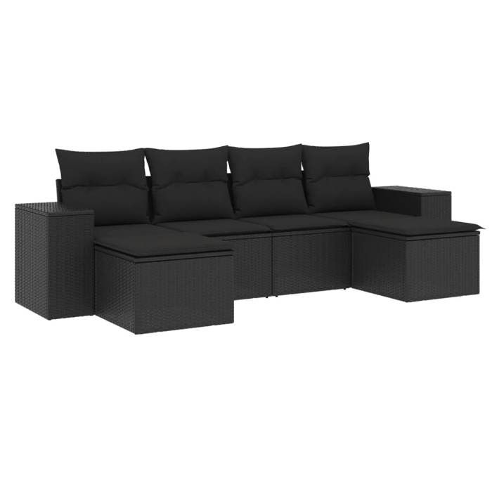 VidaXL Garden Lounge Set with Cushions 6 Pcs, Patio Sofas, Patio Furniture Set, Outdoor Furniture, Black 3255252