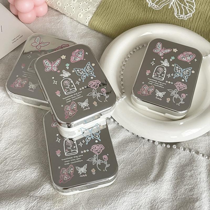 2pairs/set Contact Lens Case For Girls Portable Mini Contact Lens Box Contact Lens Container Soak Storage Kit
