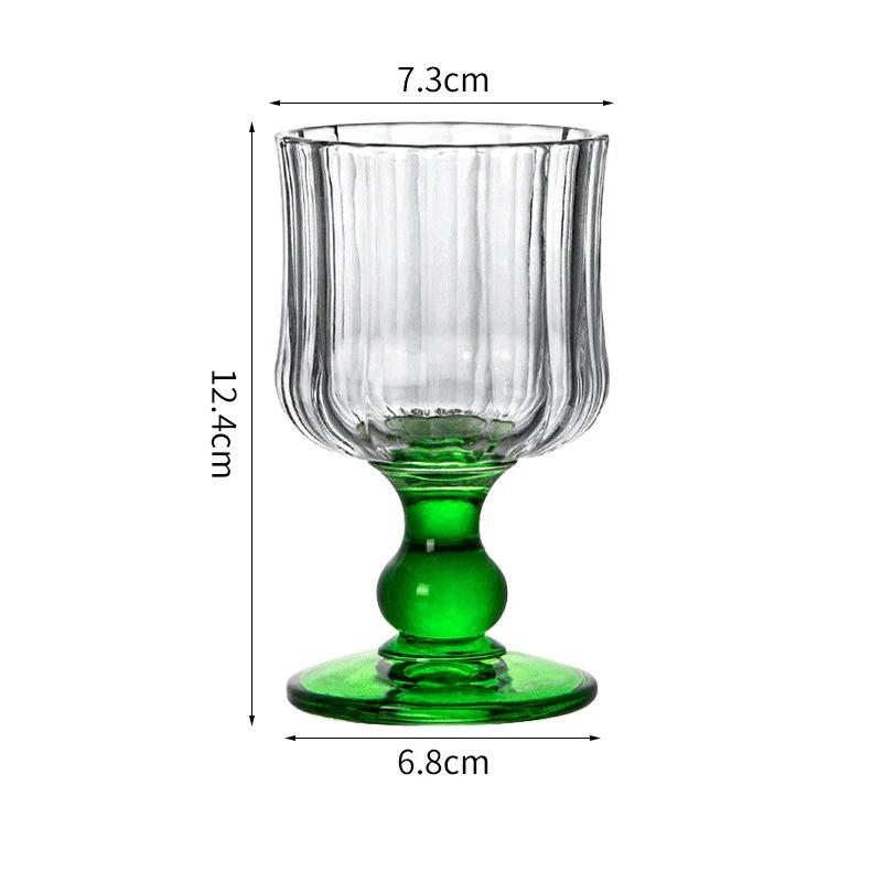 Irregular Wine Glass Vintage Low Leg Drink Coffee Cup Green Cocktail Fruit Glass for Home Ins Drink Mug Red Wine Ripple Cup