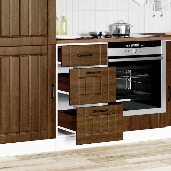 VidaXL Kitchen Cabinet Lucca Brown Oak Engineered Wood, Sink Cabinet, Kitchen Cabinet with Drawer, Cabinet of 854237