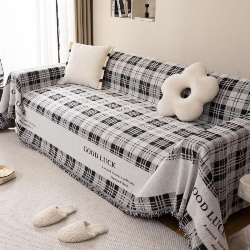 Plaid Sofa Cover Mat Throw Blanket Living Room Three Seats Sofa Couple Position  Modern Throw Camping Picnic Blanket