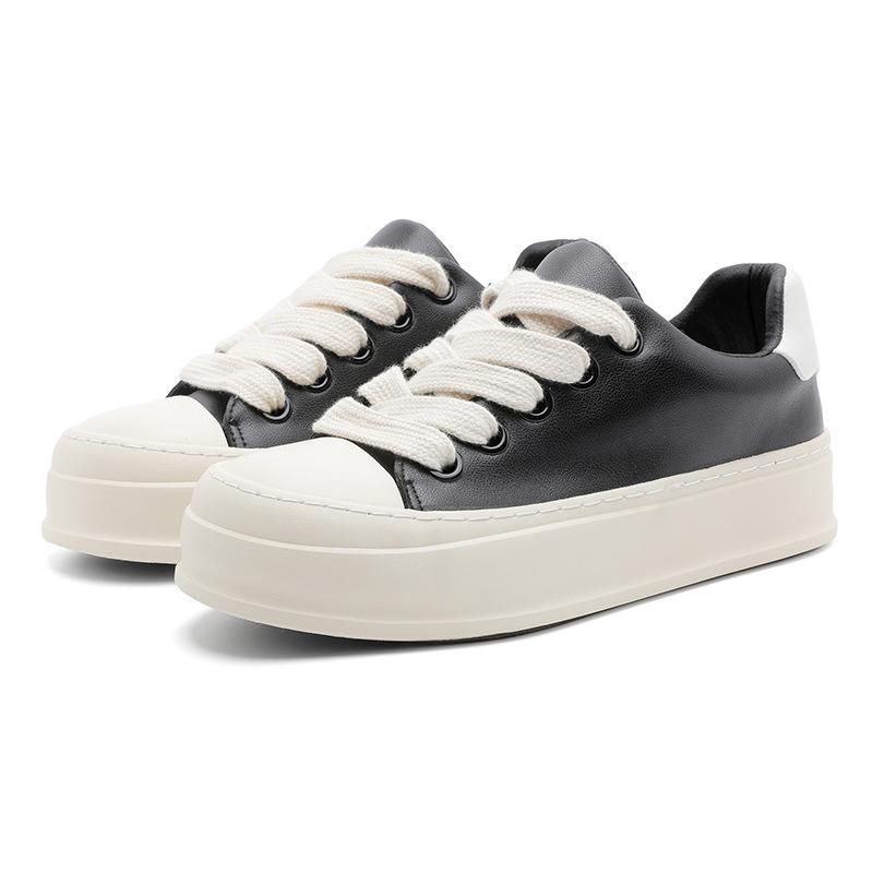 

Men s lace-up low-top flat baseplate shoes autumn retro trend Hong Kong style black platform sports casual trendy shoes men s shoes 44