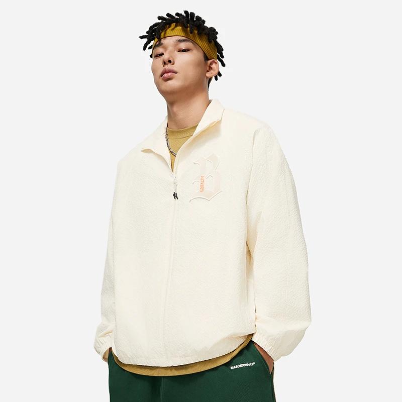 Li Ning Badfive Letter Print Zipper Stand Collar Loose Sports Jacket Men Jacket Off-White AFDT857-2