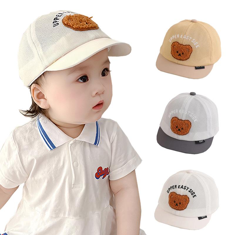 Bear Baby Summer Hat Mesh Kids Baseball Caps for Girls Boys Accessories Korean Toddler Baby Sun Hats 5-18M