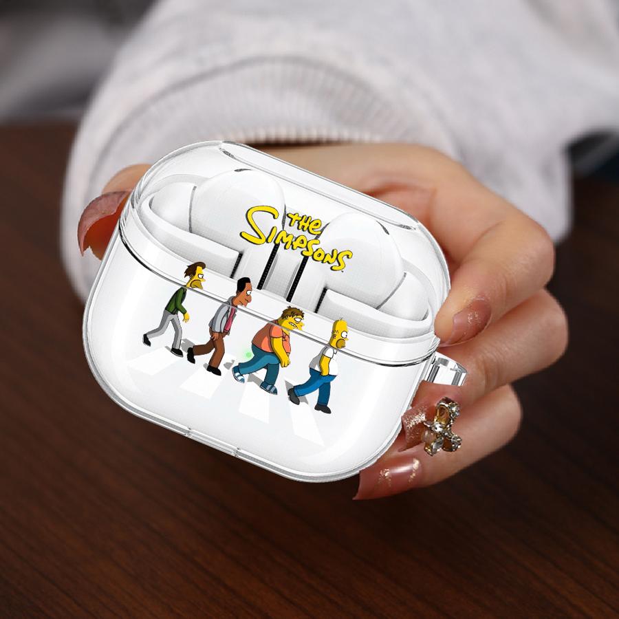 Clear Earphone Cases Cover With Hook Case For Samsung Galaxy Buds 3 FE 3Pro 4 Pro 2 Live 4Pro 2Pro The Simpsons