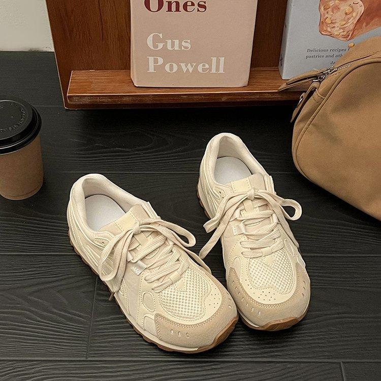 Korean version of Waffle Forrest Gump shoes women's 2025 autumn and winter new velvet warm soft sole niche sports shoes running white shoes