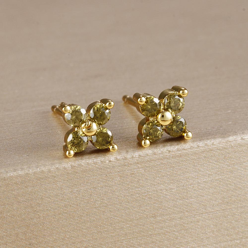 2PCS Stainless Steel December Birthday Stone Square Hanging Earrings Cubic Zirconia Chain Flower Dangle Earring Piercing Jewelry