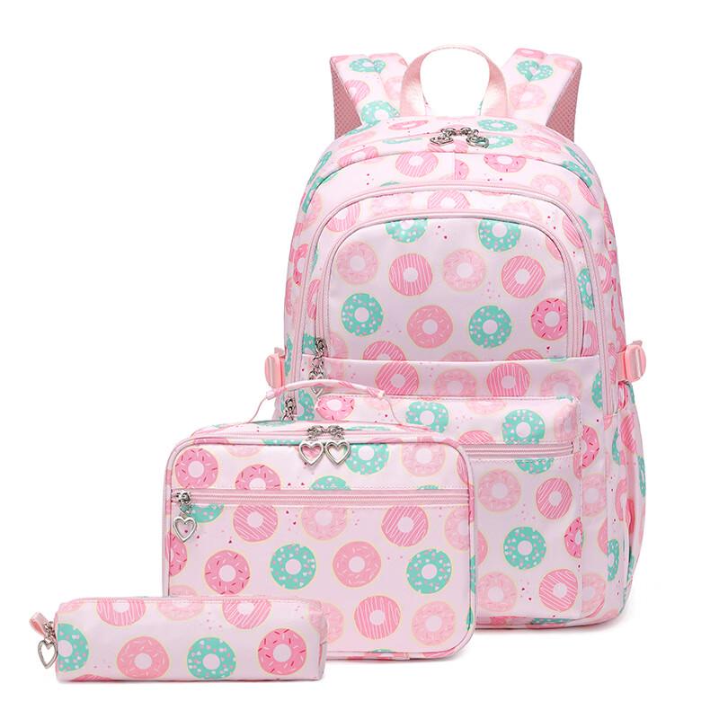 Girls  Donut Print Backpack Set Large