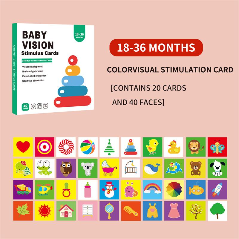 Baby Vision Stimulus Cards, High Contrast Baby Cards, Black White Colorful Baby Flashcards Newborn Toys