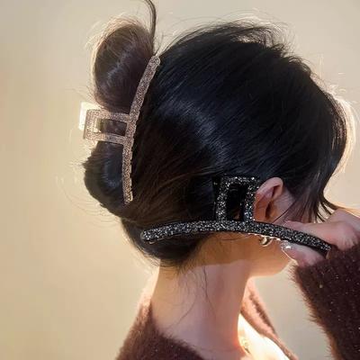Black Luxury Rhinestone Hair Clip Hair Accessory For Women