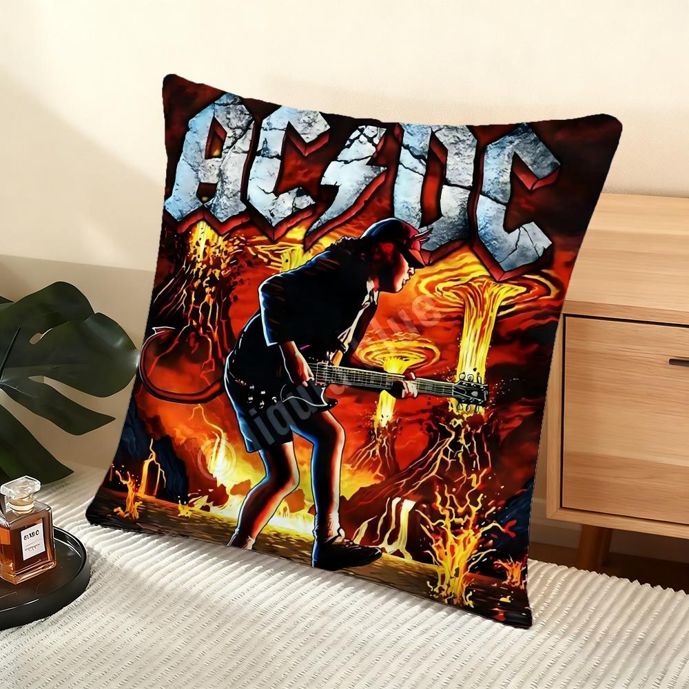 Kuddfodral Silkeslen Kort Plysch Hemmasoffa Kuddfodral - Dold Dragkedja Heminredning A-A-ACDC Rockband