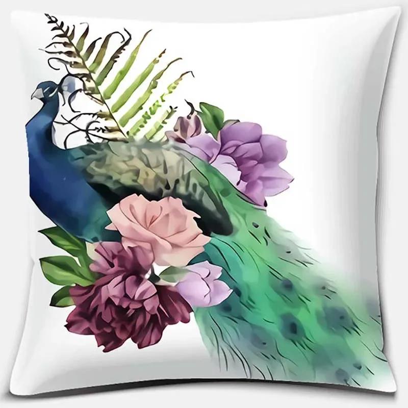Nordic Rose Flower Print Pattern Cushion Cover Home Living Room Sofa Office Decorative Pillow   45x45cm