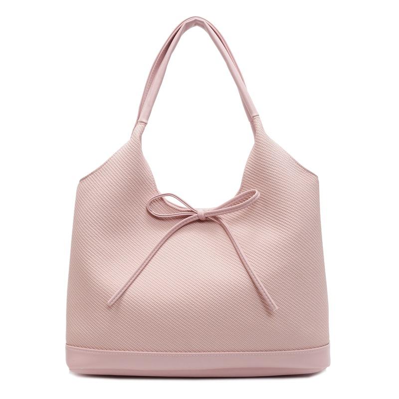 Simple and Large-capacity Tote Bag Women's New Color Matching Casual Underarm Bag Bow Fashionable and Sweet