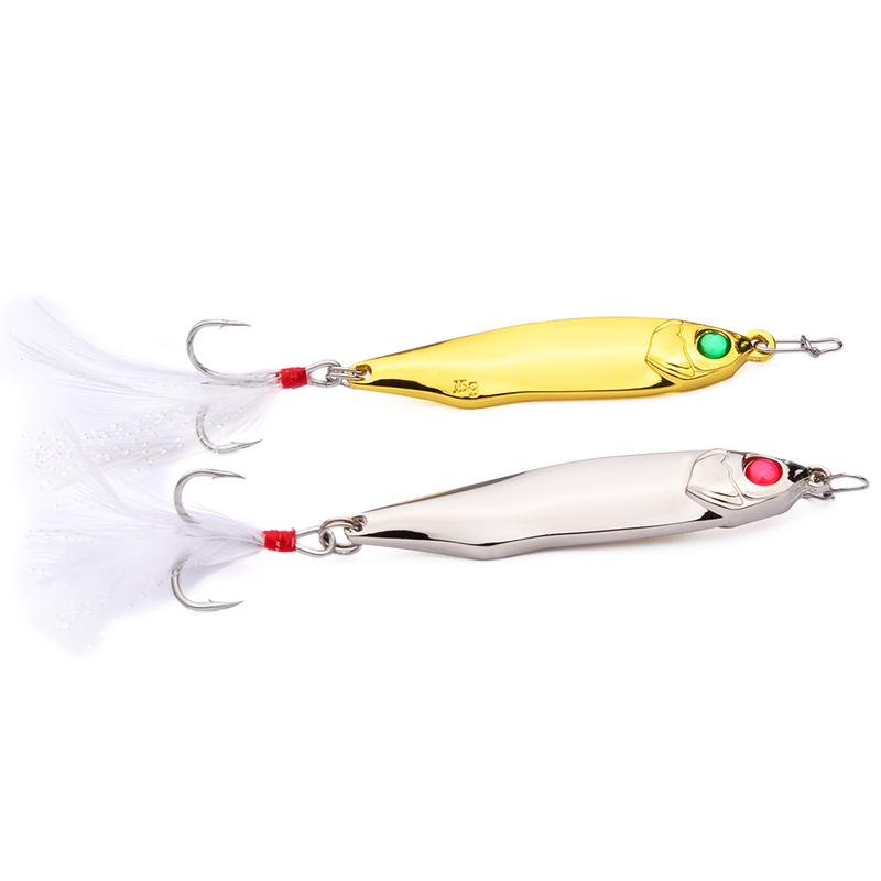 10g/15g/20g/28g Long Cast Metal Fish Rotator Hard Bait Fare with Feather Sequins