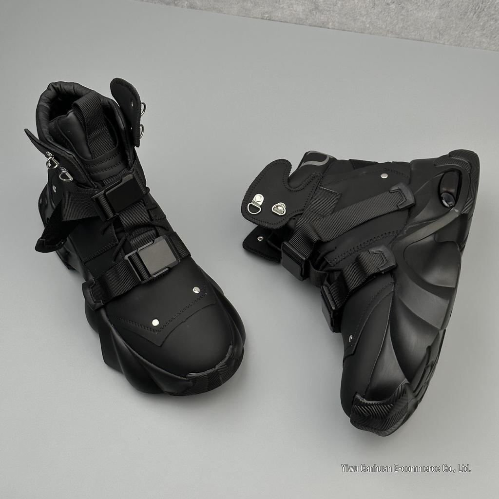 Europäische Herren High-Top Schwarze Sneaker: Frühling 2025 Trend, Größenerhöhend und Stilvoll