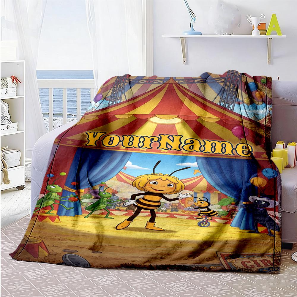 Biene Maja Personalisierbare Decke Überwurf Personalisierbare Decke Langlebiger Komfort für Bettwäsche Bett Bürostuhl Vier Jahreszeiten Mehrzweck