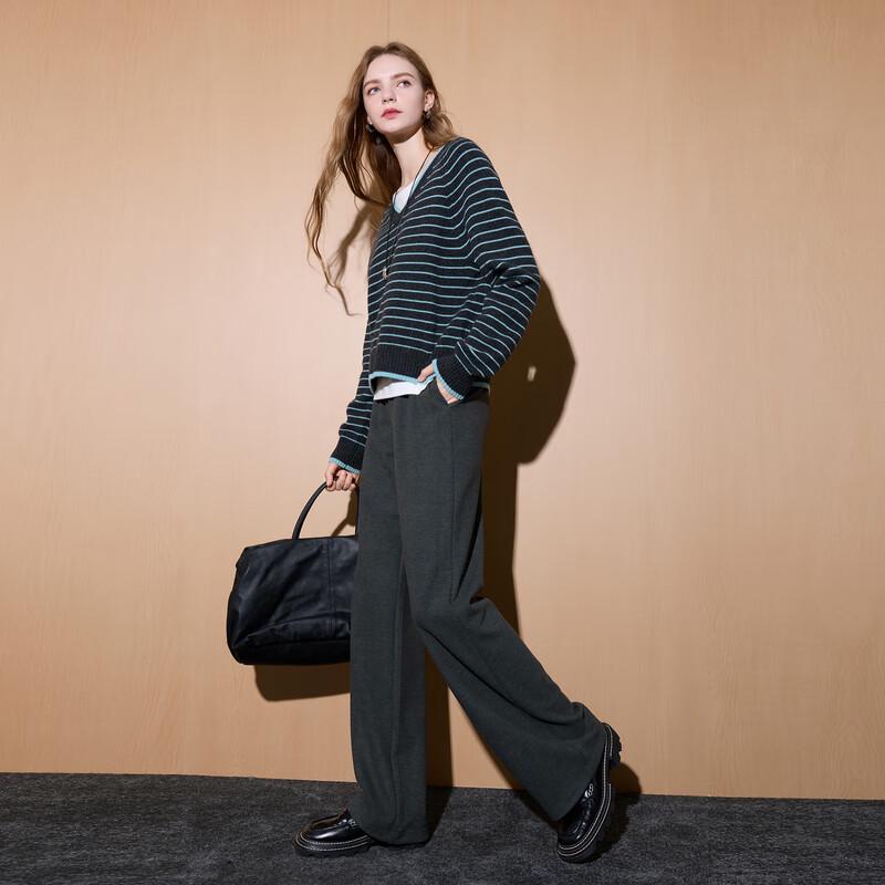 

Sancai 2025 Winter Fluffy Fleece Relaxed High-Waist Straight Leg Pants S