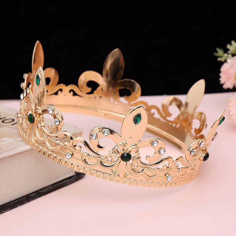 Men's Golden King's Crown Headwear Adult Birthday Crown Halloween Stage Opera Performance Unisex