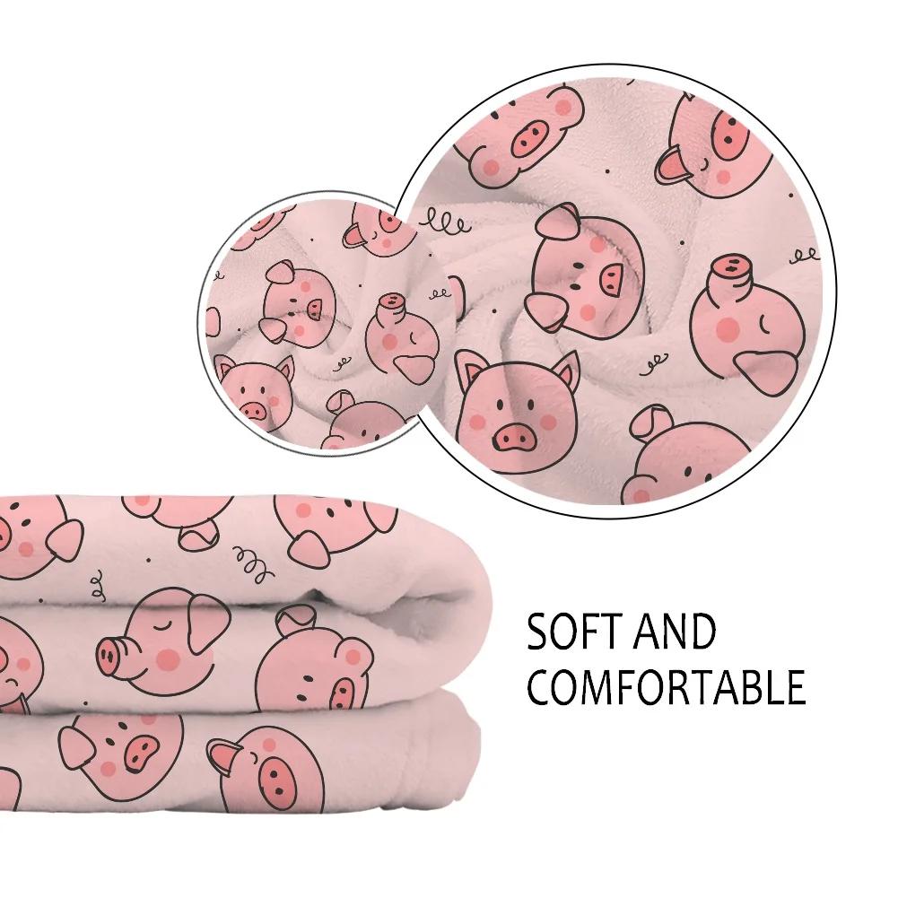 Cute Pig Pink Fleece Blanket Soft Warm Bedroom Throw Blanket On Bed Sofa Bedding Travel Sherpa Blankets for Adult Kids Quilt