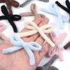 6pcs/lot New 5X7cm Knitted Bows Candy-colored Handmade Cotton Bowknot Bow Hair Clip for DIY Clothing Shoes Hats Accessories