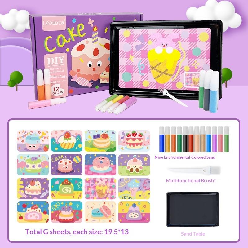 Educational Diy Sand Painting Kit—12 Colors For Kids' Art & Concentration