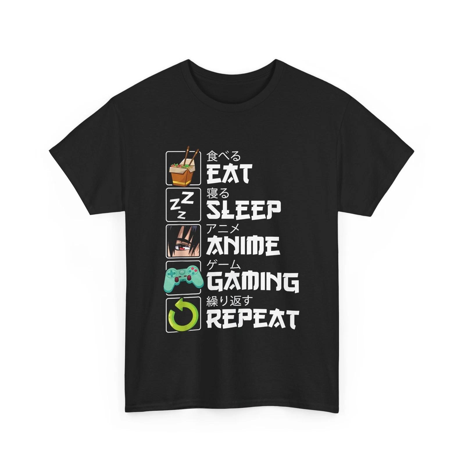 Eat Sleep Anime Gaming Repeat Kawaii Otaku Anime Manga T shirt 4XL