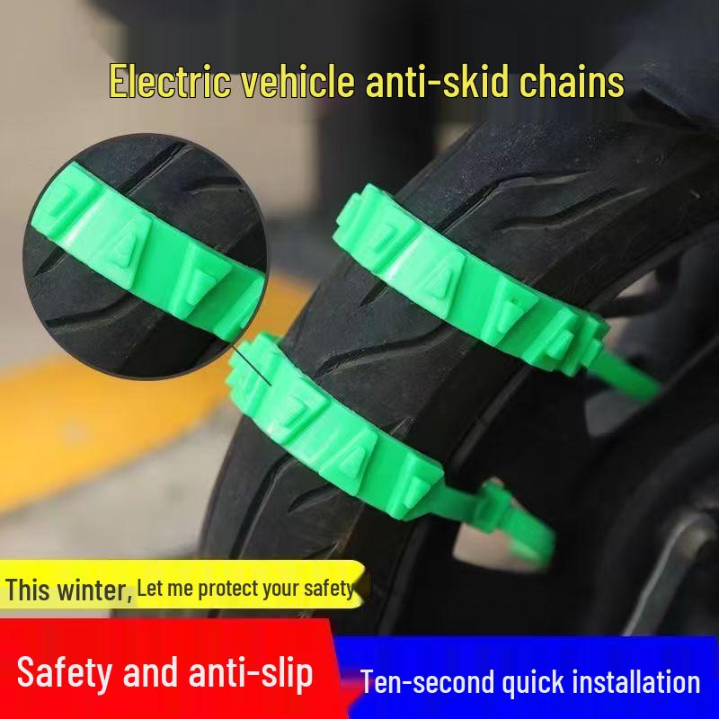 Universal Anti-skid Chain for Electric Vehicles: Prevents Tire Slipping on Snow for Motorcycles and Tricycles