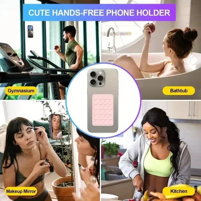 For Selfies and Videos Silicone Suction Phone Case Mount Non Slip Suction Cup Phone Stand Mixed Color Silicone Phone Holder