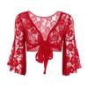 Elegant Women Lace Wedding Party Long Flare Sleeves Shrug Cropped Jacket Shrug For Evening Formal Prom Bolero