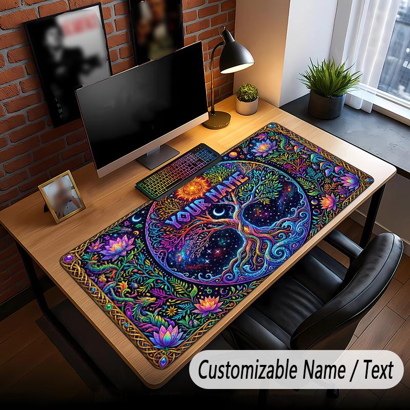 Tree of Life Theme Custom Mouse Pad Personalized With Name Text Customized Desk Mat For Office Home Decor