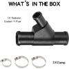 Radiator Coolant Y-Pipe Fit for Ford F250 F350 F450 F550 E350 E450 Excursion 6.0L Diesel - Black Weldless Aluminum Coolant Hose Connector Replacement