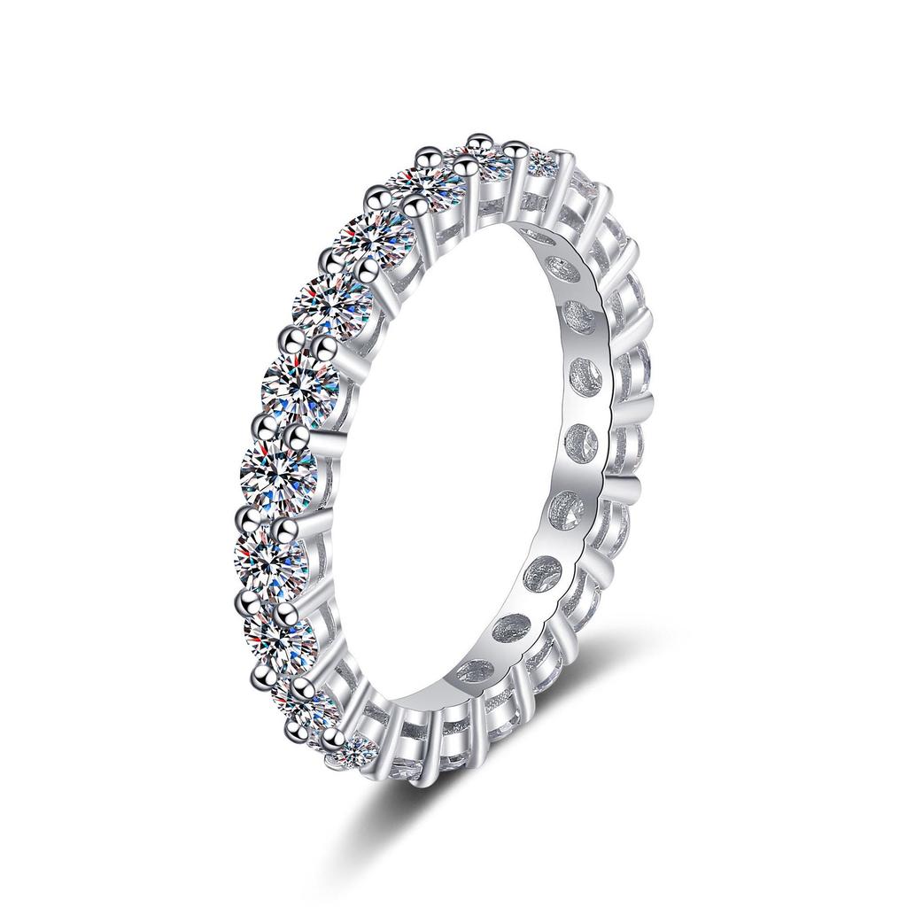 S925 Sterling Silver Moissanite Stackable Ring for Women, 2.2 Carat Platinum-Plated High-End Design