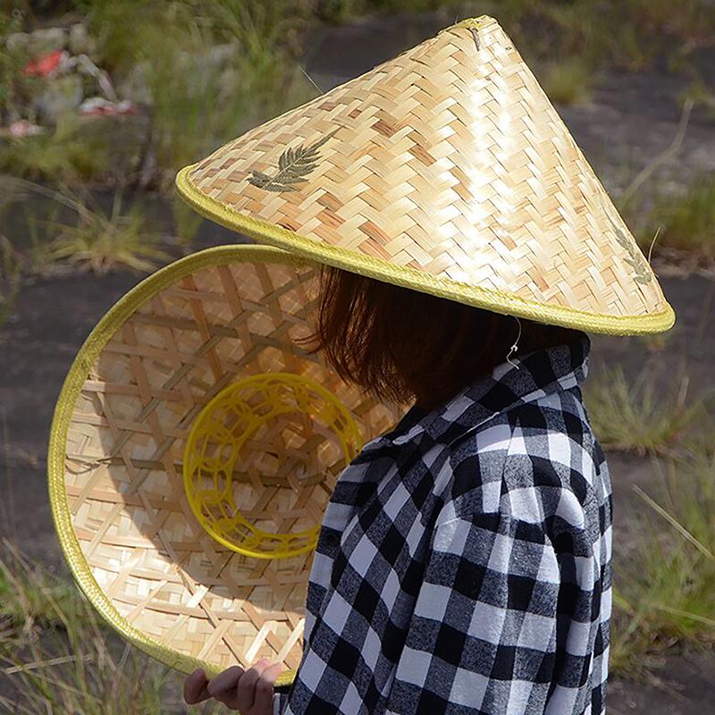 1PC Chinesischer Retro-Fischerhut aus Bambus-Rattan, handgefertigt, gewebt, Stroheimerhut, Tourismus, Regen, Tanzrequisiten, Kegel, Angeln, Sonnenschirmhut