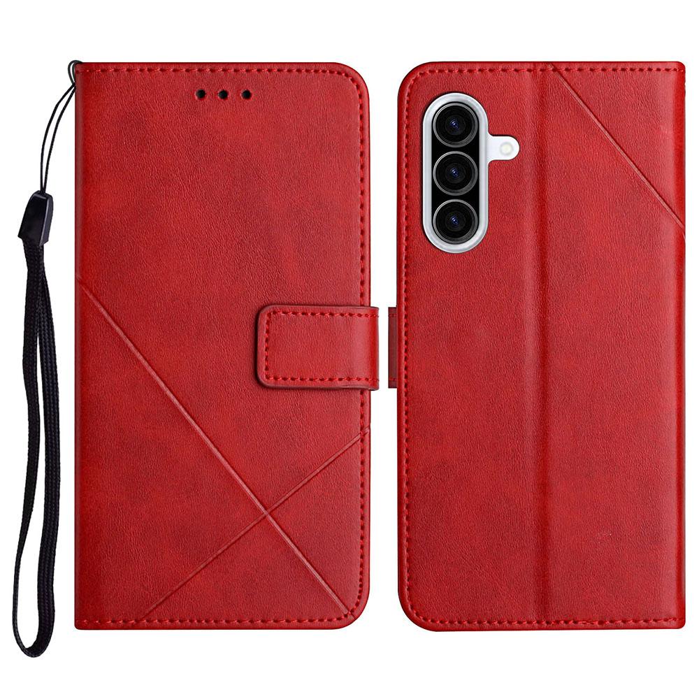 For Samsung Galaxy A37 5G Case Line Pattern Wallet Leather Phone Cover with Wrist Strap
