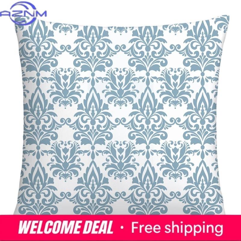 Geometric Print Polyester Pillow Cover Lake Blue Pattern Living Room Sofa Cushion Cover Home Decoration X Cm