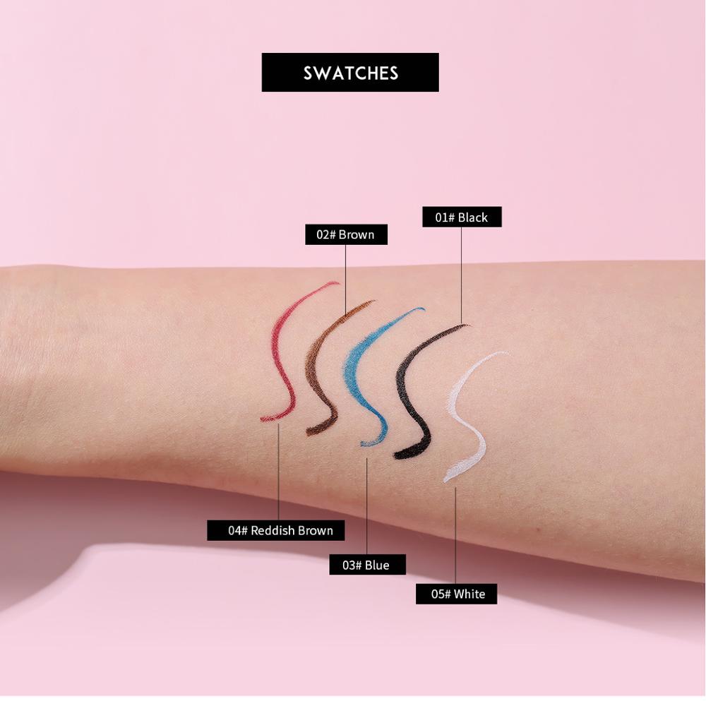 Eyeliner impermeabile a 5 colori Trucco Cosmetici di bellezza Eyeliner a lunga durata Ombretto Strumento per il trucco Non facile da sbavare Eyeliner