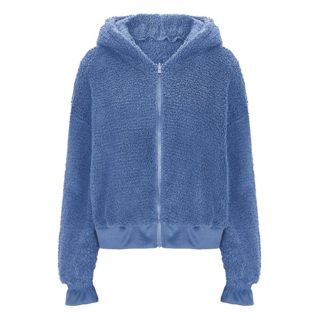 Women's Long-sleeved Hooded Winter Warm Plush Jacket